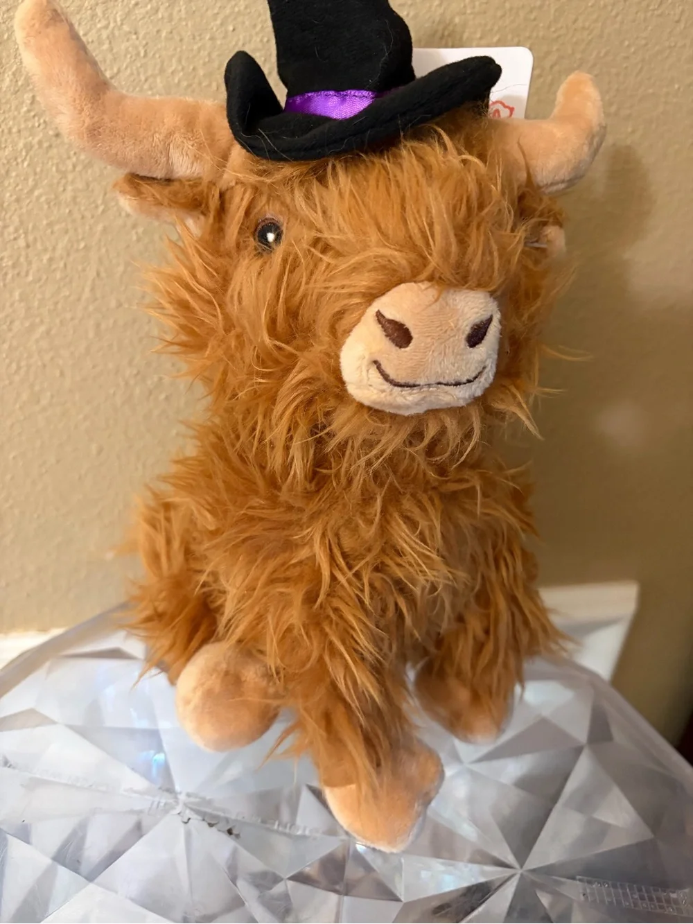 Multi Pet Highland Cow with Witch Hat Dog Toy